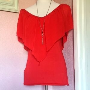 Elegant Red Off-Shoulder Top
